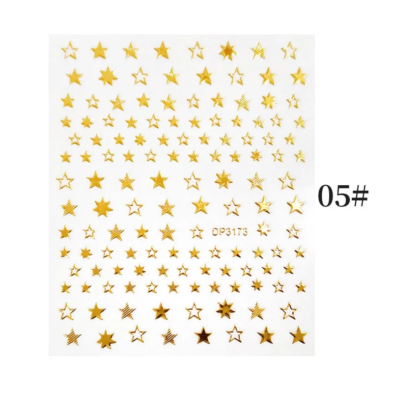 1 Sheet Bronzing Abstract Color Block 3D Nail Sticker Art Letters Design Transfer Sliders Paper DIY Manicuring Wraps