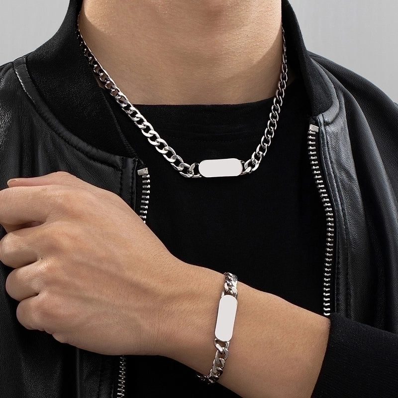 Minimalist Classic Style Commute Solid Color Alloy Men's Jewelry Set