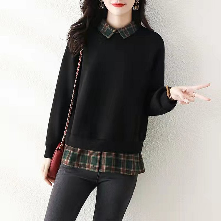 Black Casual Shift Sweatshirt QueenFunky