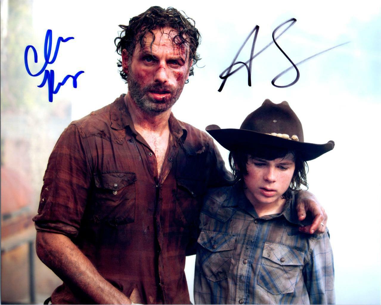 Chandler Riggs Andrew Lincoln autographed 8x10 Photo Poster painting signed Pic Very Nice + COA