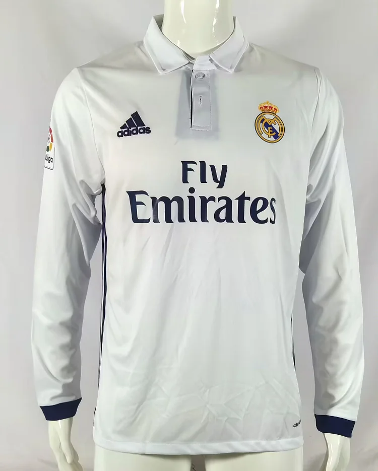 2016/2017 Retro Long Sleeve Real Madrid Home Football Shirt1:1 Thai Quality