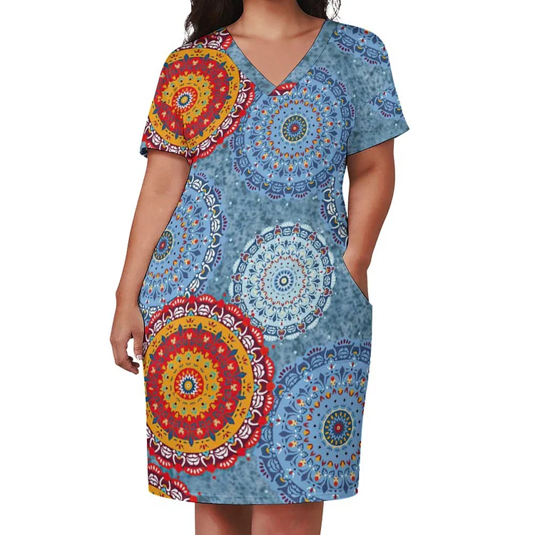 Personalized Design Women's Loose Pocket Dress Bohemian