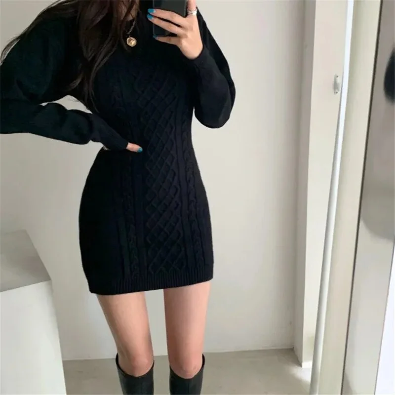 French Style Elegant Autumn Mini Bodycon Dress Women Cross V Neck Long Puff Sleeve Pleated Party Dresses Robe Femme Vestidos