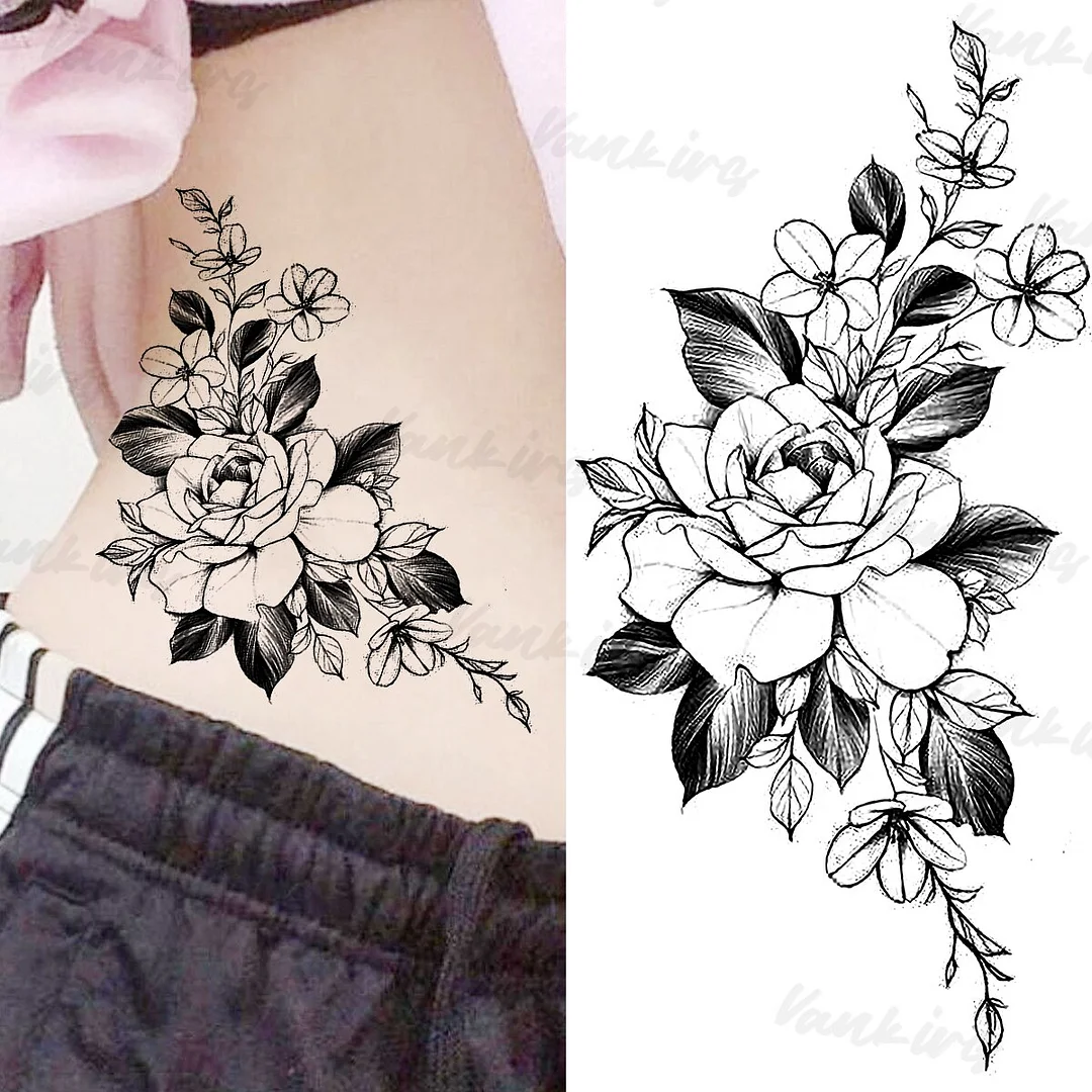 Sdrawing Flower Temporary Tattoos For Women Girls Realistic Lavender Butterfly Flower Fake Tattoo Sticker Forearm Body Tatoos 3D