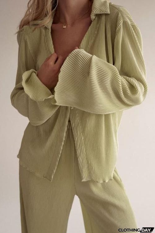 Pleated Oversized Shirt and Trouser Set