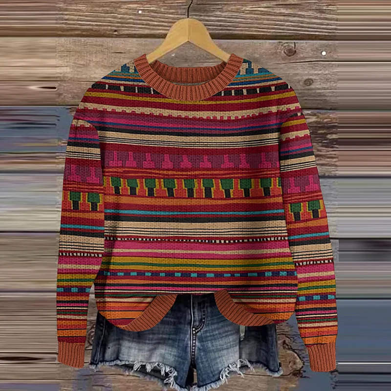 Vintage Icelandic Simple Tribal Totem Knitted Warm Sweater