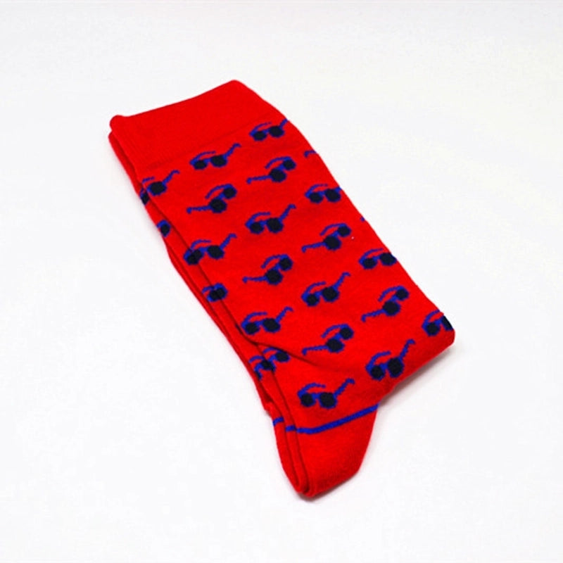 Men’s Cartoon Style Color Block Cotton Crew Socks A Pair