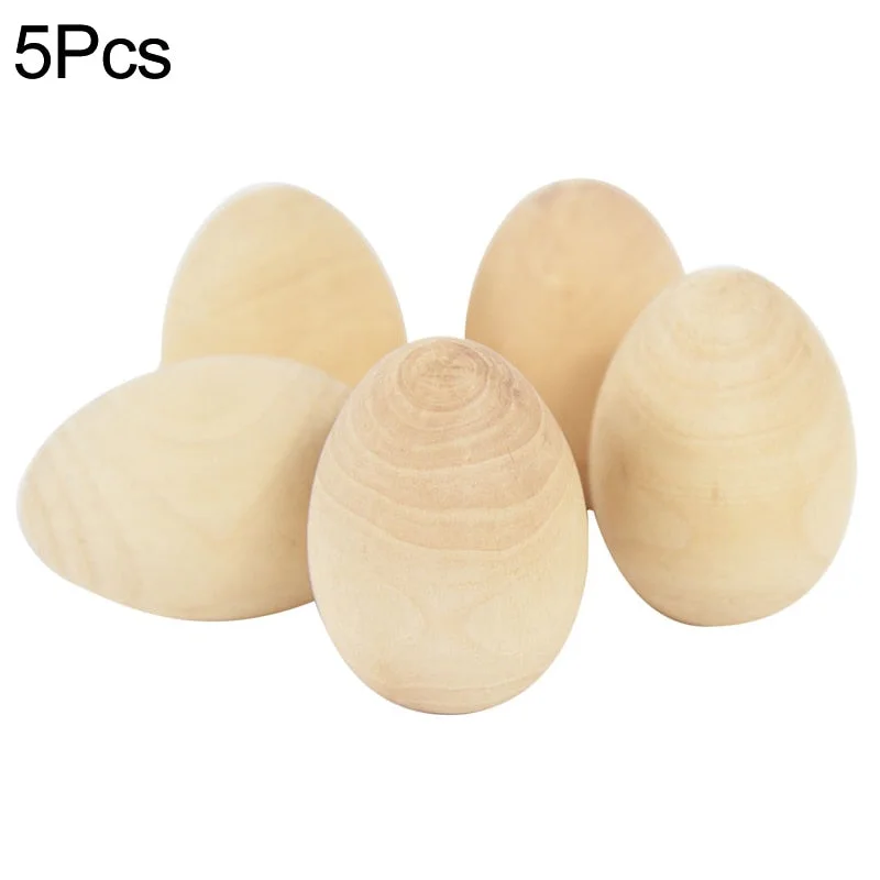 3/5pcs Natural Wooden Simulation Eggs Unfinished Wood Painted Egg DIY Craft Educational Kids Toy Gift Easter Decoration for Home