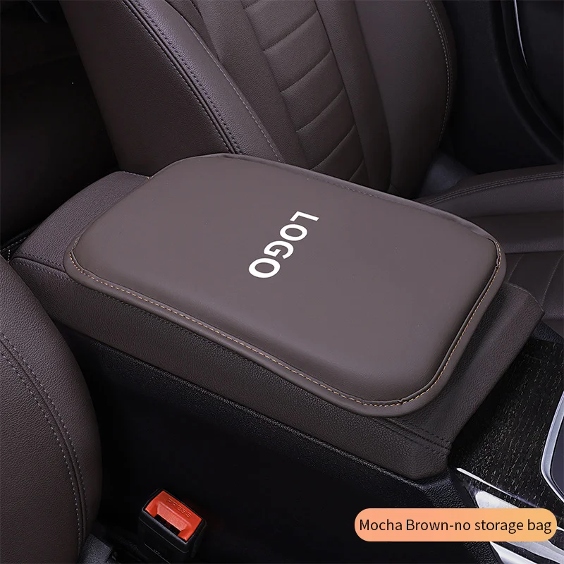Customized car logo leather armrest box extender protector