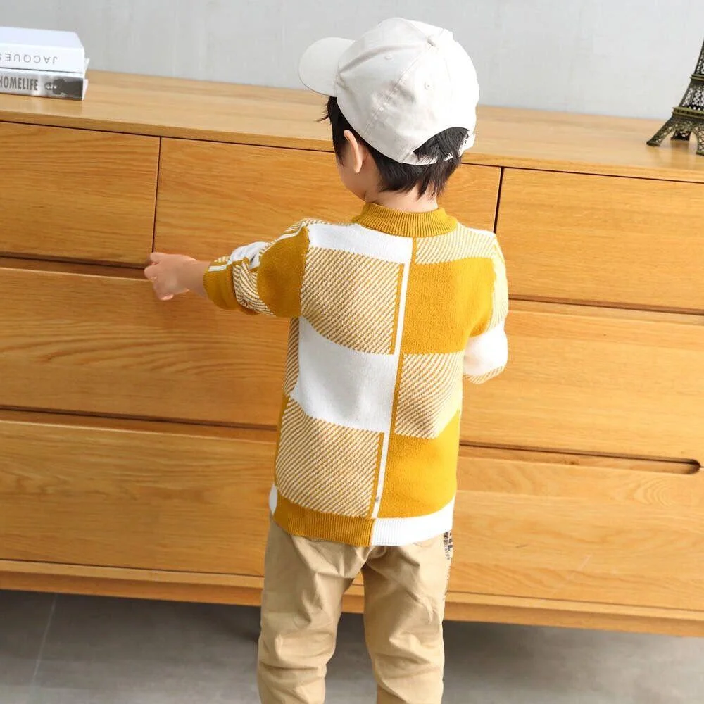 INS HOT Baby boys sweater 2-7 years old online celebrity children's sweater Chest pocket stripes boy clothes toddler sweater