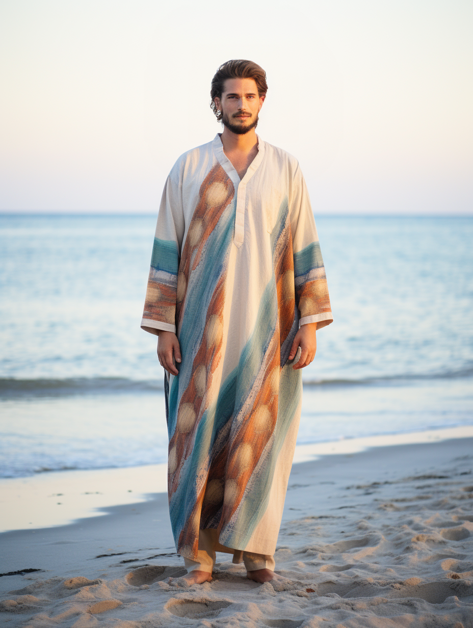 Men's Ethnic V-neck Long Kaftan