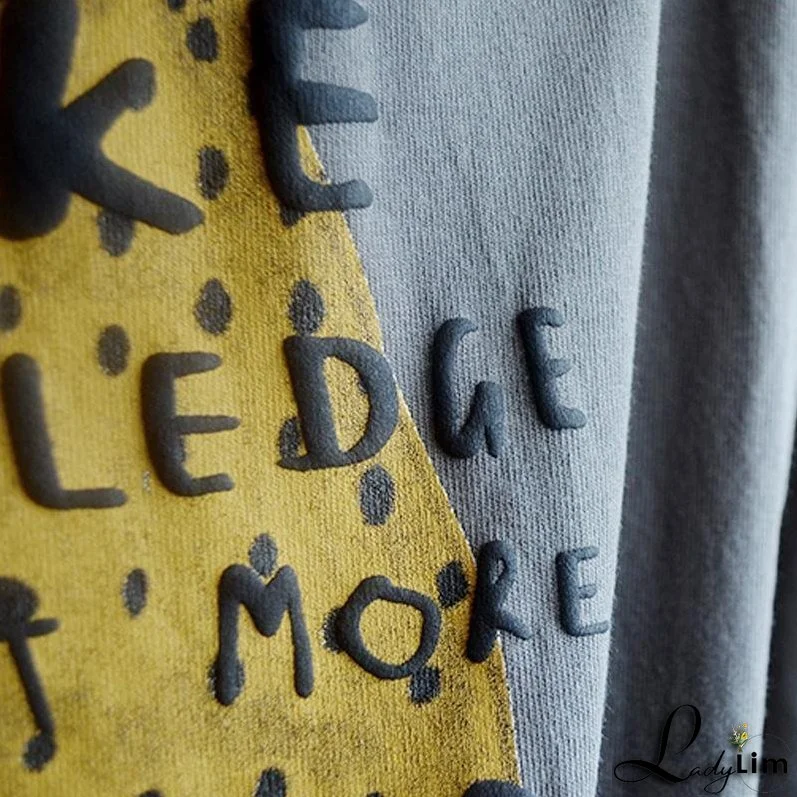 Fashion Round Neck Casual Printed Cotton Dress