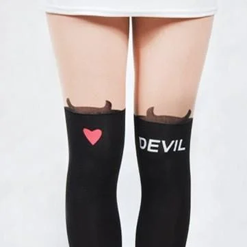 cute devil fake over-the-knee patchwork stockings pantyhose SP130044