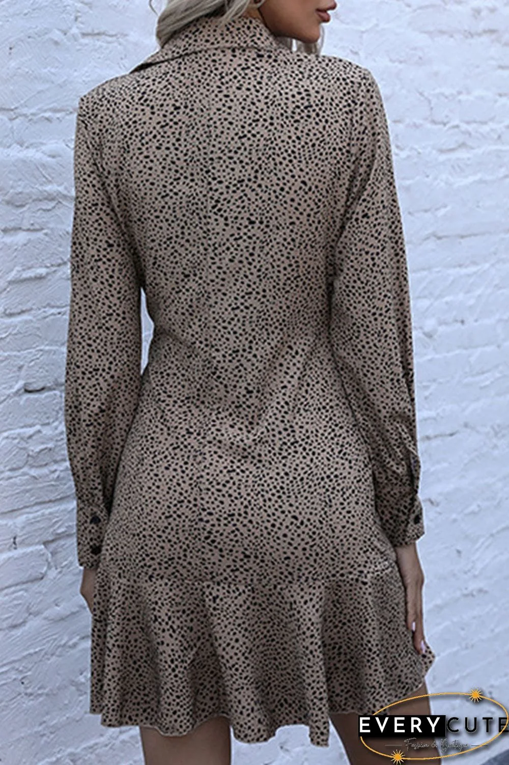 Fashion Street Print Turndown Collar A Line Dresses