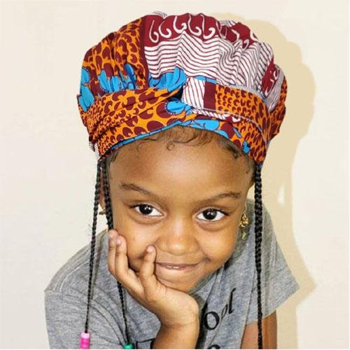 African Print Head Wrap With Satin-Lined For Girls(Romantic Autumn)-AW3982
