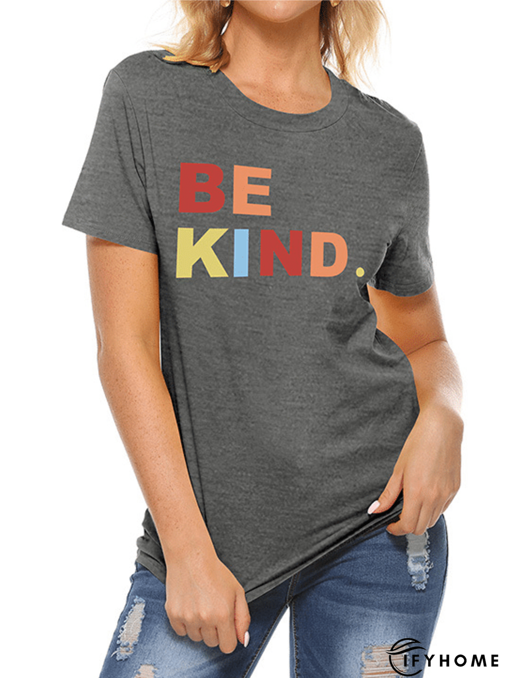 Letter Short Sleeve Casual T-shirt | IFYHOME