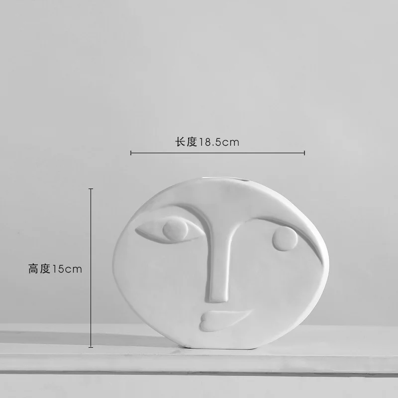 Athvotar Style Simple Face Ceramic Vase Decoration Living Room Flower Arrangement Creativity Light Luxury Table Dry Flower Home Decoration