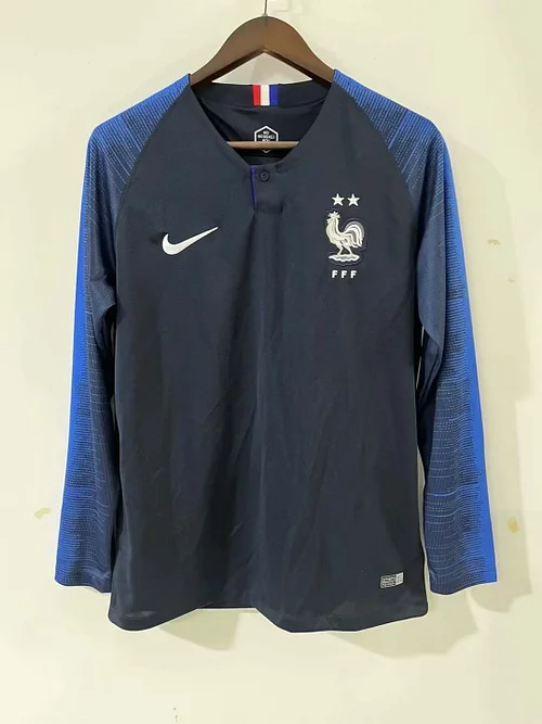 2018 Retro Long Sleeve France Home Football Shirt 1:1 Thai Quality