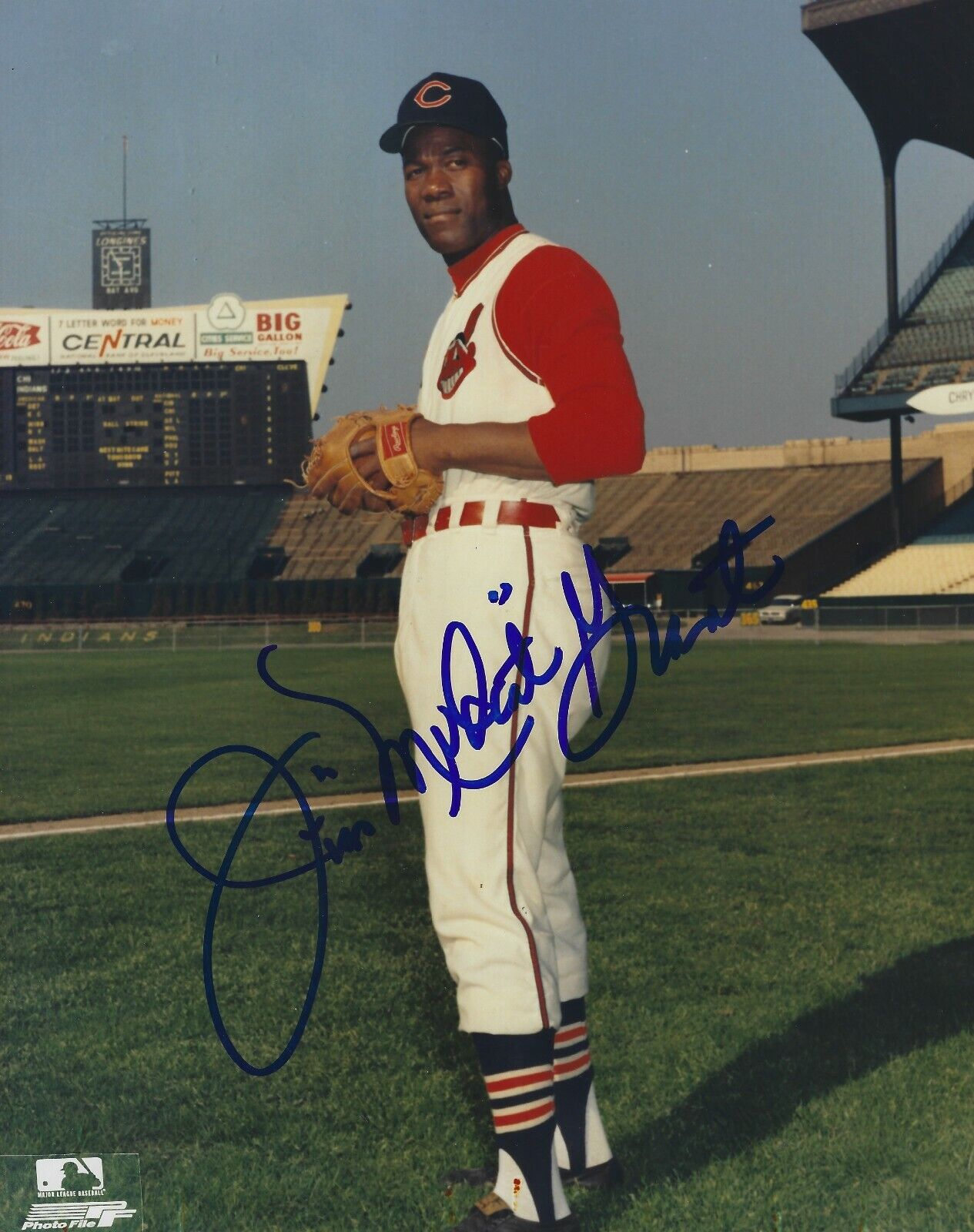 Signed 8x10 JIM MUDCAT GRANT Cleveland Indians Photo Poster painting - COA