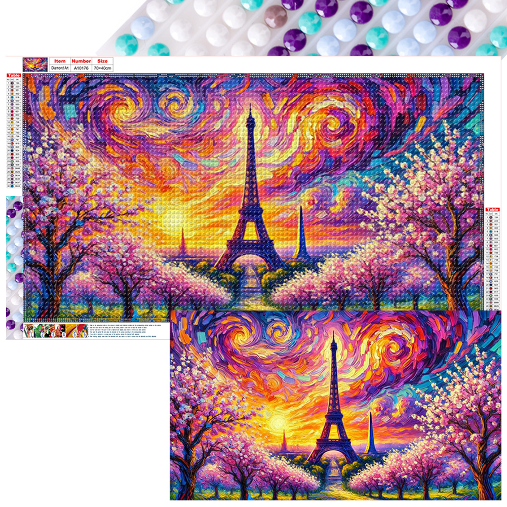 Eiffel Tower At Sunrise 70*40cm(canvas) full round drill diamond painting
