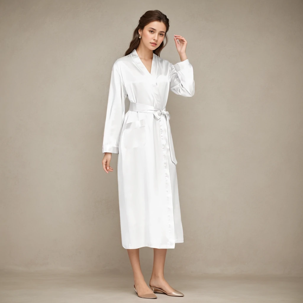 22 MOMME Kimono en soie manches longues couleur unie- SOIE PLUS