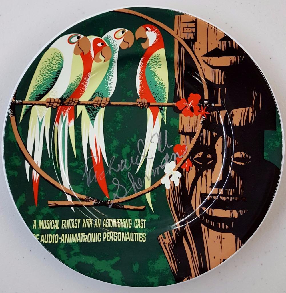 Richard M. Sherman brothers signed Disney's The Tiki Room plate ~ OC COA & holo