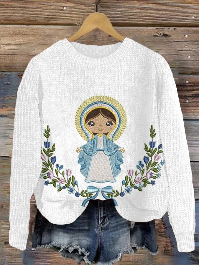 Women's Virgin Mary Knitted Casual Sweater