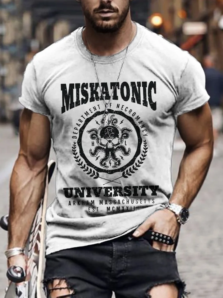 Men's Vintage Miskatonic University Cthulhu Graphic T Shirt