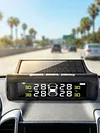 Tire Pressure Monitoring System with 4 External Sensors Tire Pressure Monitor Digital LCD Display Solar Charging for Sedan RV Trailer Truck