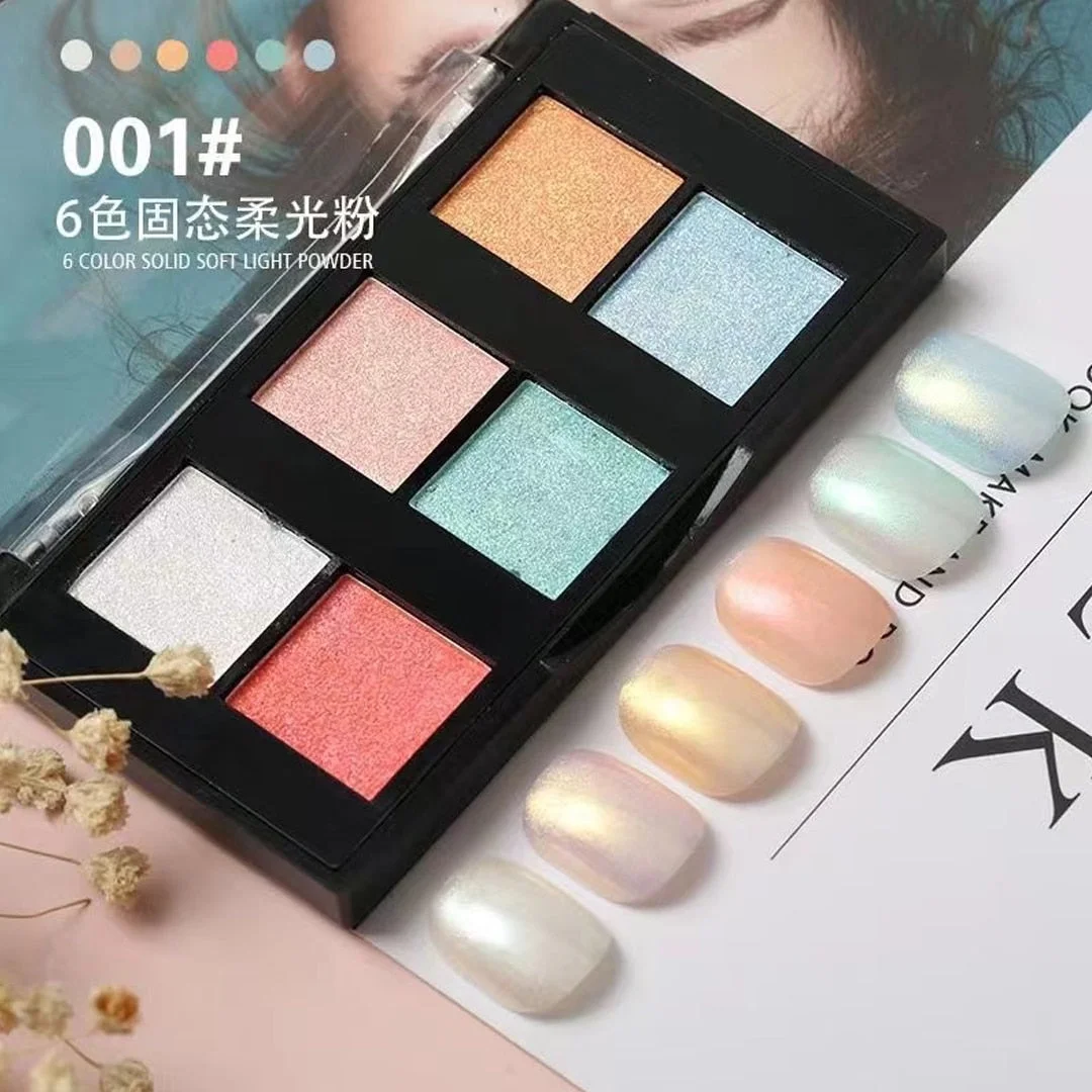 Beautizon Nail Glitter Powder 6 Color Solid Soft Light Powder No Fly Magic Mirror Powder Sponge Stick Metallic Nails Decoration