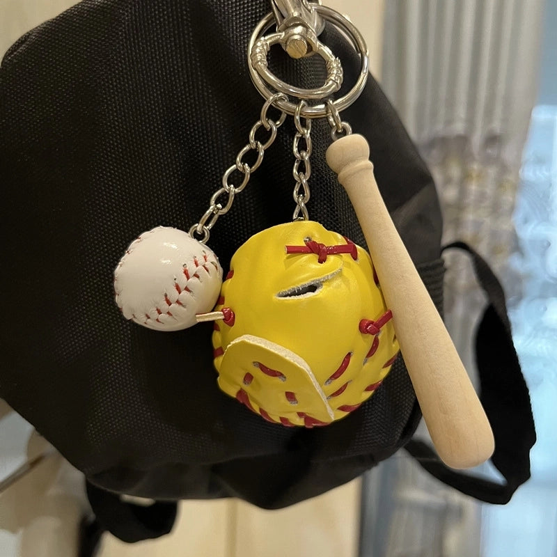 Fashion Baseball Pu Leather Unisex Bag Pendant Keychain