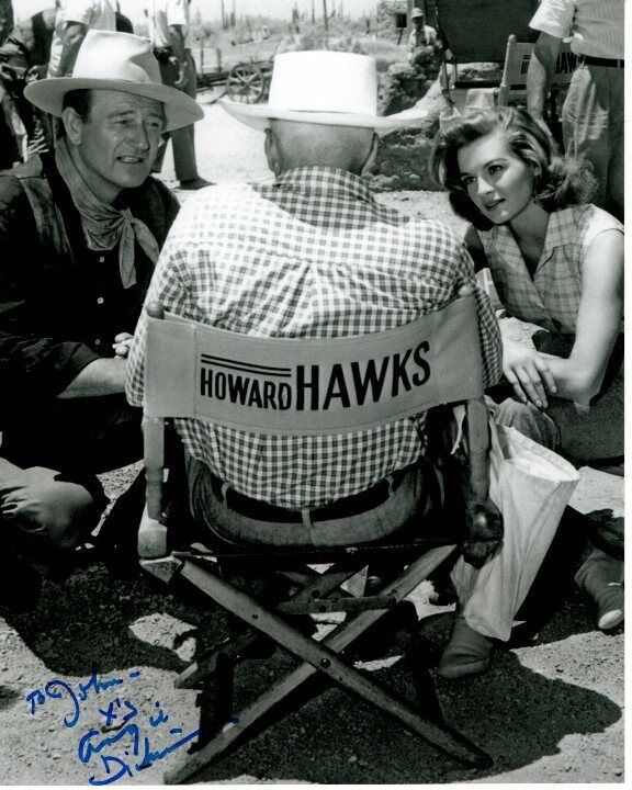 ANGIE DICKINSON Signed w/ HOWARD HAWKS and JOHN WAYNE Photo Poster paintinggraph - To John