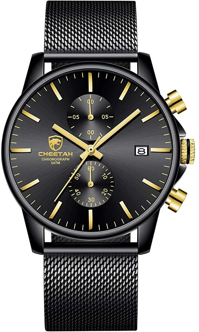 复制Mens Watch Fashion Sleek Minimalist Quartz Analog Mesh Stainless Steel Waterproof Chronograph Watches for Men with Auto Date  James Yang