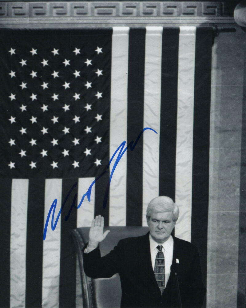 NEWT GINGRICH SIGNED AUTOGRAPH 8X10 Photo Poster painting - SPEAKER OF THE HOUSE, VERY RARE