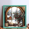 (Stamped/Counted) Christmas Snow Scene By Window-11CT Cross Stitch 45*45cm/17.72*17.72in