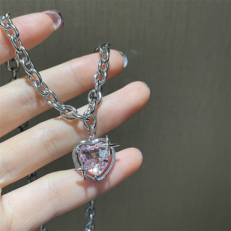 Pink Zircon Peach Galaxy Necklace KERENTILA