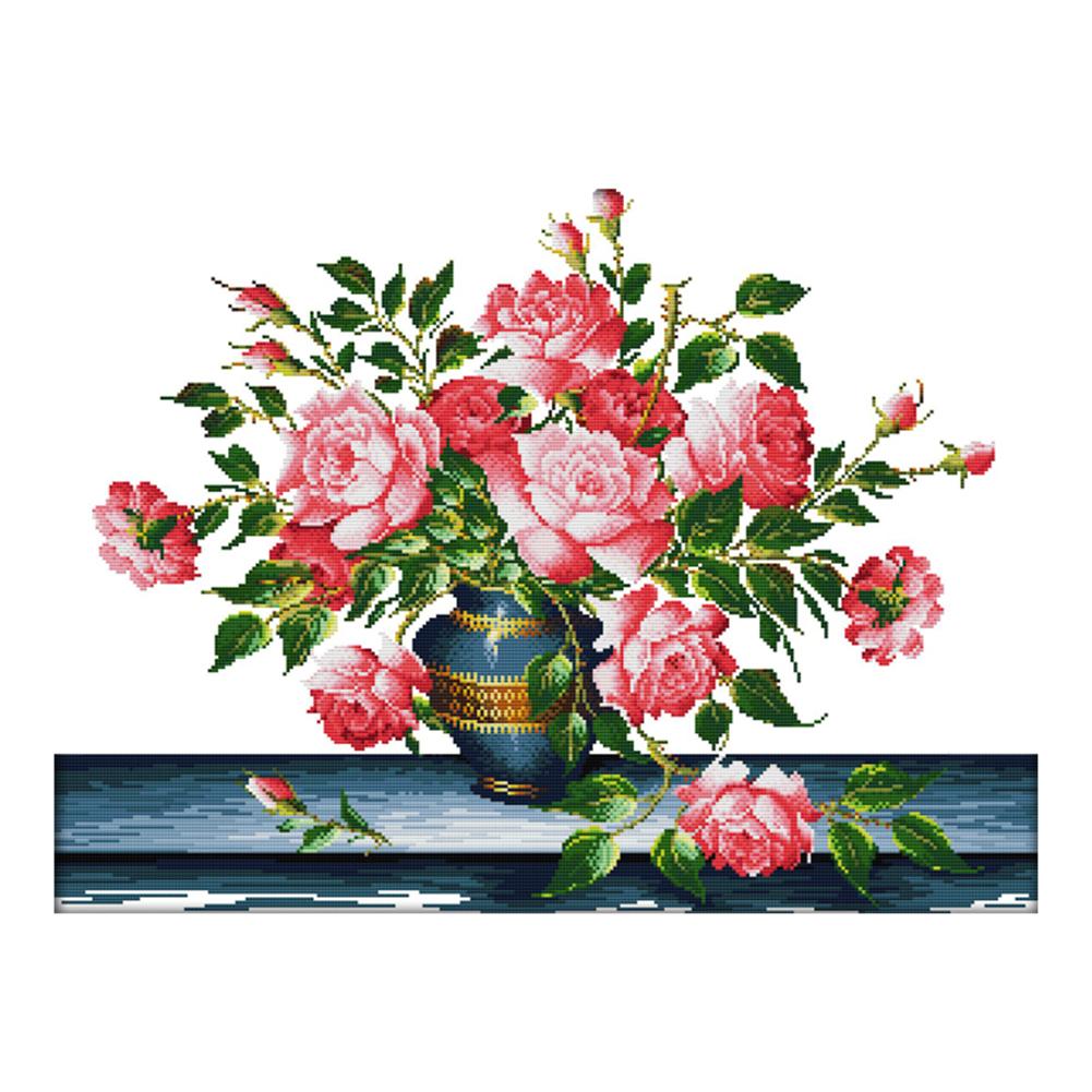 

Rich Rose - 14CT Stamped Cross Stitch - 61*47cm, 501 Original