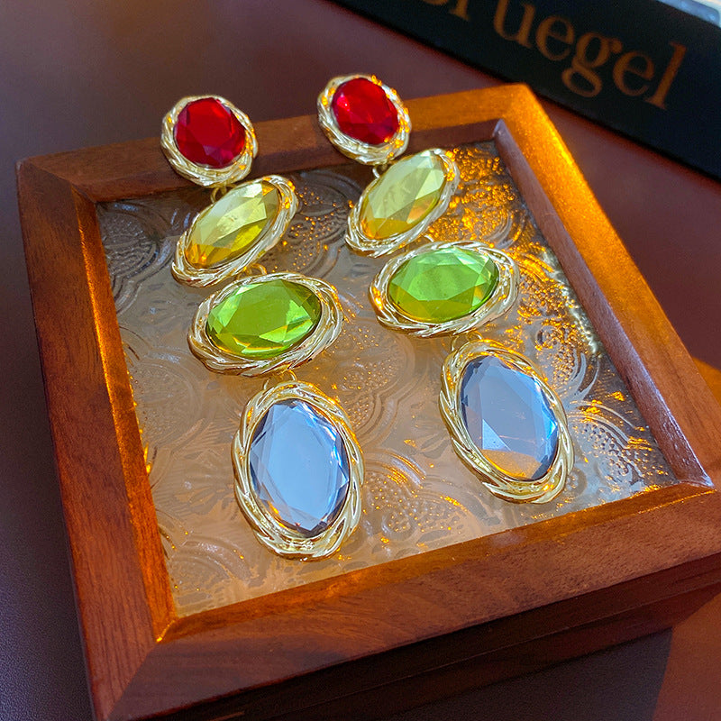 Medieval Ellipse Geometric Alloy Electroplating Earrings