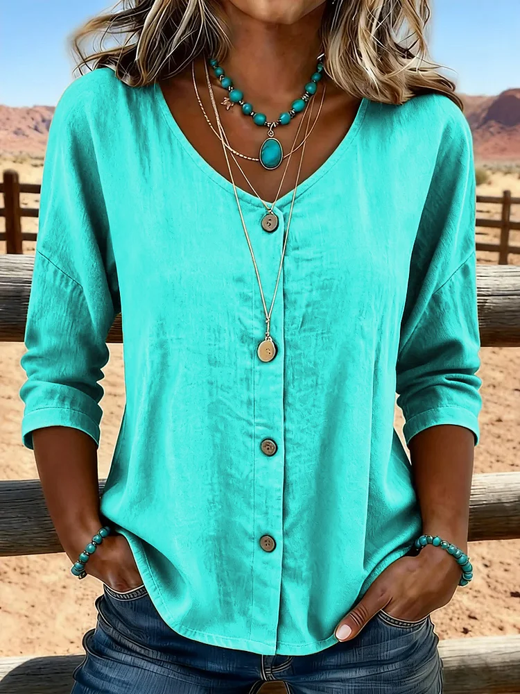 Women's Vintage Floral Print Casual Hollow-Out Shirt