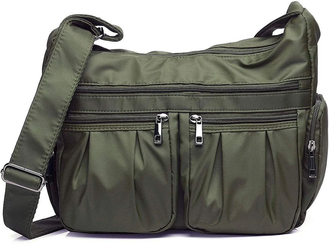 Women Waterproof Nylon Travel Purses and Handbags Lightweight Work Bag Multi Pocket Shoulder Bag