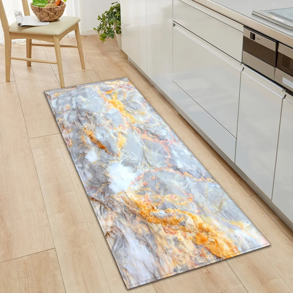 Kitchen Carpet Entrance Doormat Bedroom Bedside Marble Decoration Carpet Home Hallway Balcony Floor Mat Bathroom Anti-Slip Rug