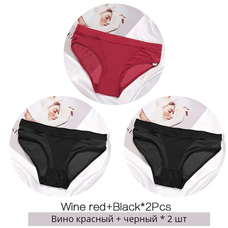 FINETOO Women Low Waist Panties Transparent Mesh Underpants M-2XL Ladies Briefs Female Underwear Fashion Girl Panty Lingerie New