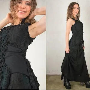 pornhint Pornhint Sexy Black Witch Gypsy Top and Elven Goth Clothing as Fairy Tale Medieval Dress and Festish Gothic Witch Dress Orchid Top