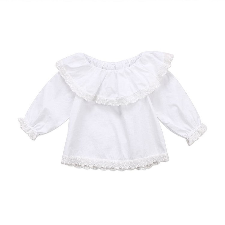 2018 New Autumn Spring Newborn Baby Girls Clothing Lace Off Shoulder Long Sleeve Ruffle Tops Blouse Casual Cute Shirt Clothes-Mayoulove