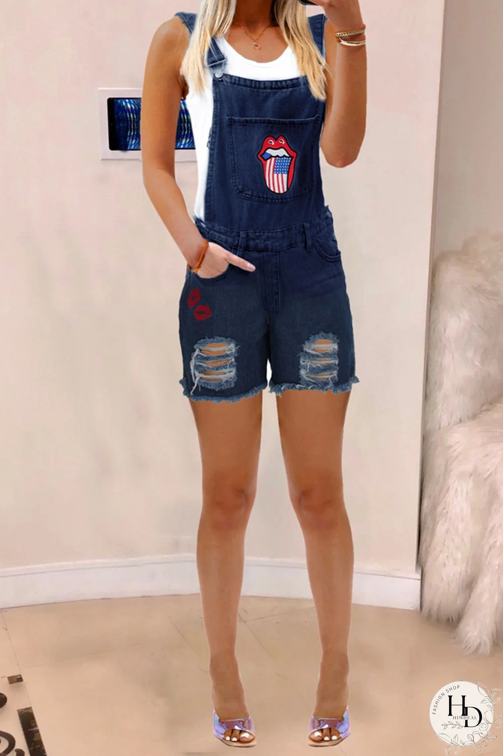 Black Light Blue Dark Blue Broken Holes Denim