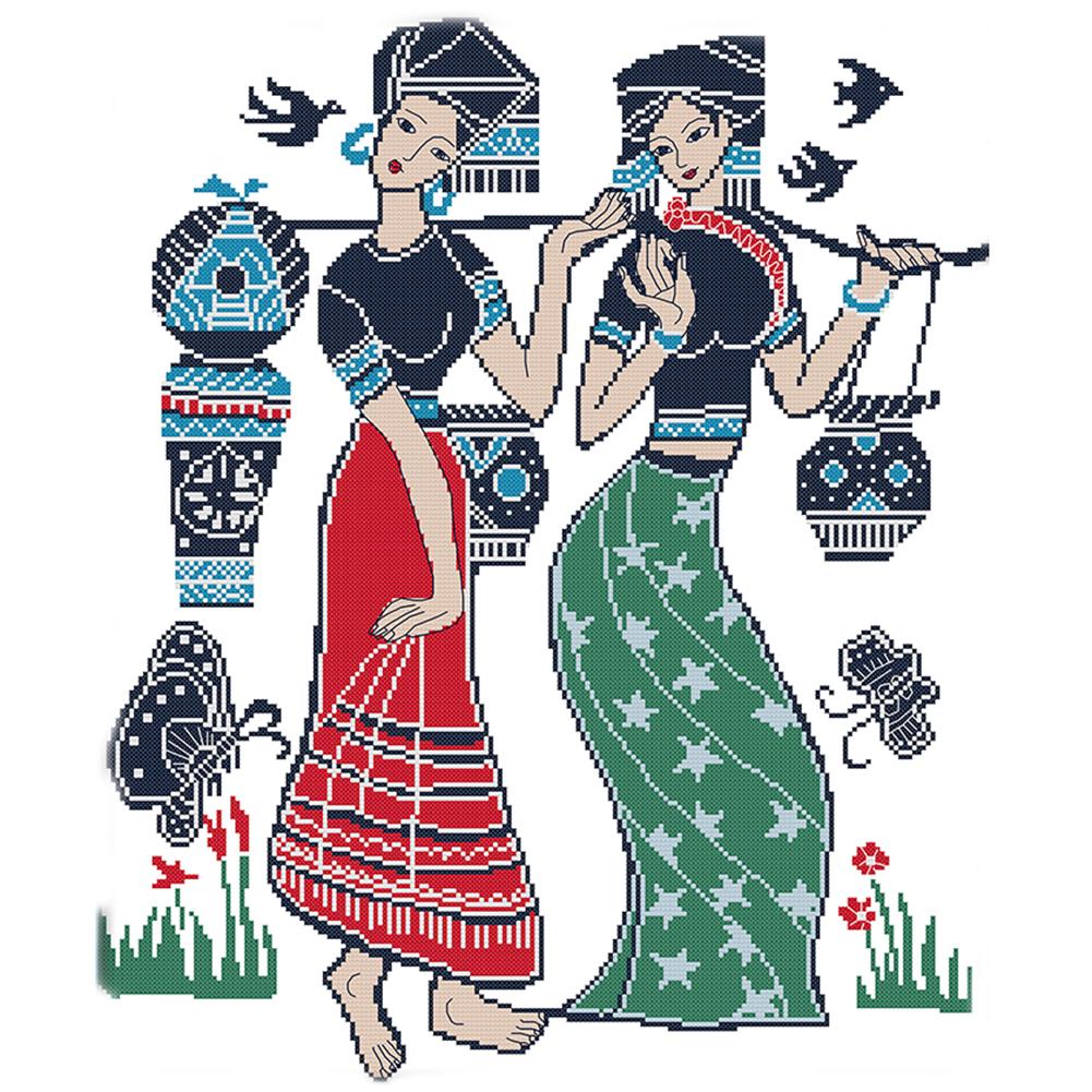 

Ethnic Girl - 14CT Stamped Cross Stitch - 43*50cm, 501 Original