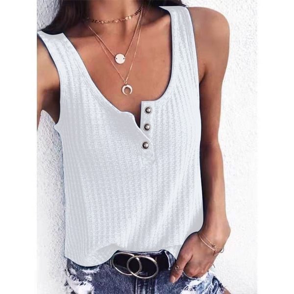 XS-8XL Spring Summer Tops Plus Size Fashion Clothes Women's Casual Sleeveless Tank Tops Solid Color Knitted Tops Ladies V-neck Shirts Button Up Camisole Shirts Vest Loose Tank Tops - Shop Trendy Women's Clothing | LoverChic