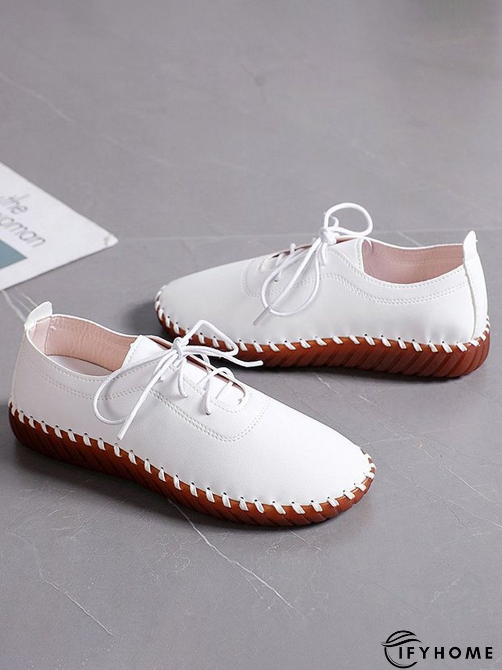 Casual Plain Lace-Up Flat Shoes | IFYHOME