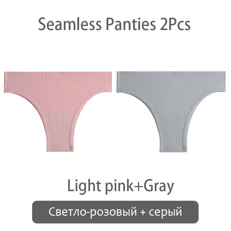 FINETOO Seamless Brazilian Panties Women 2Pcs/set T-back Underwear M-XL Panty Ladies Thongs Underpants Female Lingerie 9 Colors