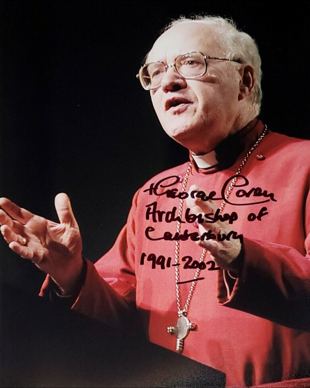 Reverend George Carey Hand Signed Autograph Photo Poster painting Archbishop of Canterbury